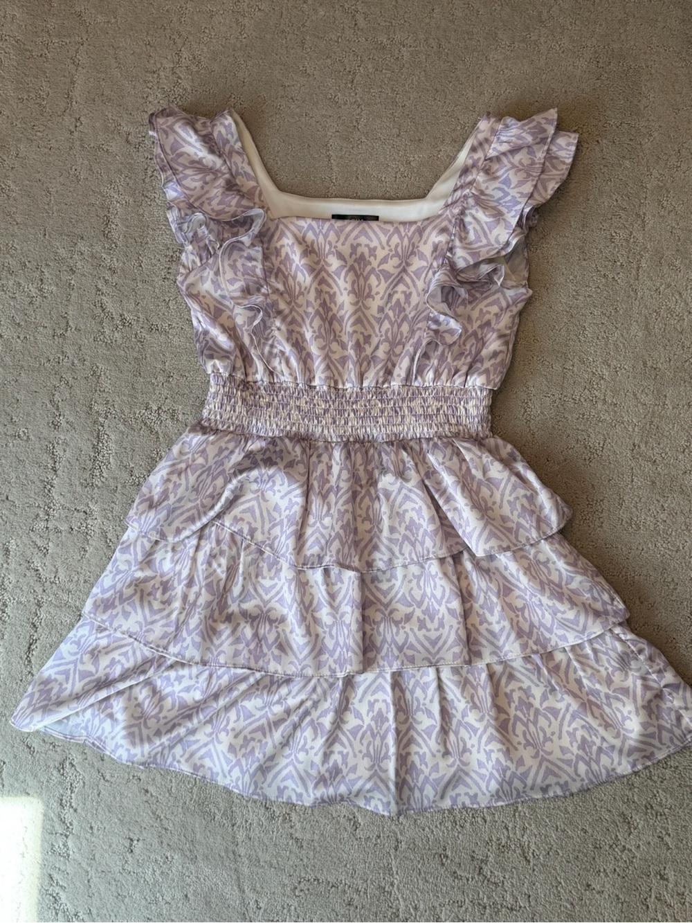 Aqua Girls' Lilac and White Ruffle Tiered Dress